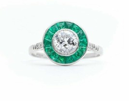 Art Deco 2.70Ct Round Simulated Diamond 14k White Gold Engagement Ring S... - $269.94