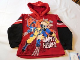 Marvel Heroes Youth Boy&#39;s Long Sleeve Pullover Hoodie Sweat Shirt Red Size 4 NWT - £12.25 GBP