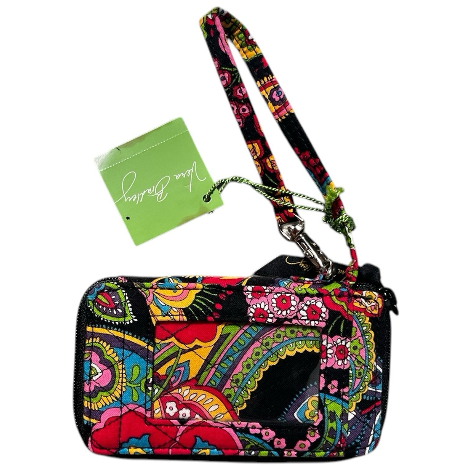 Vera Bradley Bag Wristlet Symphony Black Floral Zipper Small Clutch Purs... - $19.54