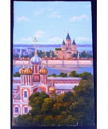Vintage Original Art Oil Painting Russia Russian Landscape Architecture ... - $225.16 CAD