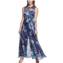 Eliza J Womens 14 Blue Floral Sleeveless Tie Waist Jumpsuit NWT G21 - £72.70 GBP