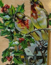 New Years Postcard Singing Song Birds Holly Gel Vintage Original Series 507 Gold - £8.17 GBP