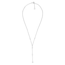Fashionable Y-Drop White Faux Pearl Sterling Silver Lariat Necklace - $20.78
