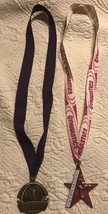 2 Gymnastics Medals On Lanyards Bling Princess Classic Pink Purple Gold Antiqued - £6.85 GBP