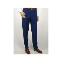 Mens Mantoni Flat Front Trousers Wool Super 140s Classic Fit 40901 French Blue image 2