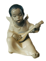 Lladro Nao Daisa Spain porcelain statue sculpture African Angel mandolin signed - £127.78 GBP