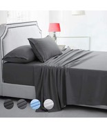 4 Piece Sheet Set Hotel Luxury 18 Deep Pocket, 100% Polyester (Queen,Gray) - $18.37