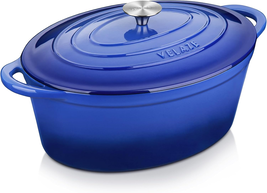 7.5 Qt Blue Enameled Oval Cast Iron Dutch Oven with Lid, Dual Handles, N... - $2,215.12 MXN