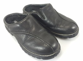 UGGS Classic Womens 7 Black Leather Clogs Shoes 5348 5.5 UK 38 EU - $29.89