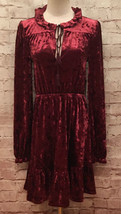 Romeo + Juliet Couture Womens Velvet Tie Neck Boho Dress Burgundy NEW Small - £34.69 GBP