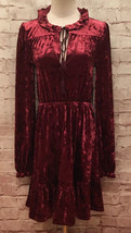 Romeo + Juliet Couture Womens Velvet Tie Neck Boho Dress Burgundy NEW Small - $35.20