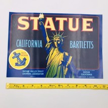 Vintage Statue Of Liberty CA Bartletts Crate Fruit Label Suisun NOS New - £11.00 GBP