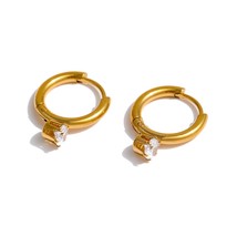 Yhpup stainless steel minimalist hoop earrings stylish shiny cubic zirconia earrings thumb200