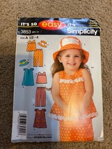 Simplicity It's So Easy Pattern 3853 Size A 1/2-4 Girl Dress Pants Shirt Hat - $4.99