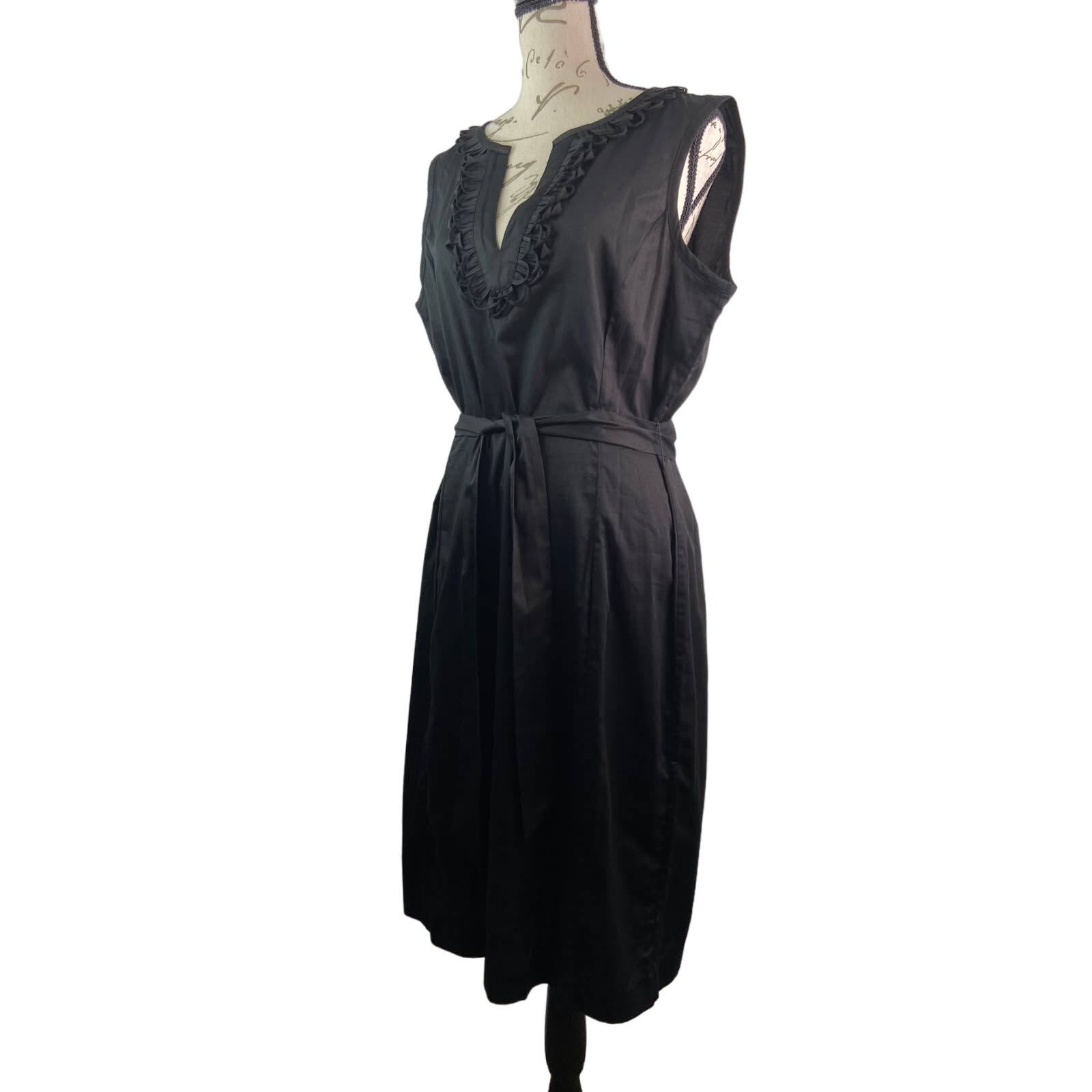 Primary image for Talbots Sleeveless Black Dress Womens 12 Loop V Neck Tie Waist Zip Back NWOT