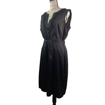 Talbots Sleeveless Black Dress Womens 12 Loop V Neck Tie Waist Zip Back NWOT - £21.57 GBP