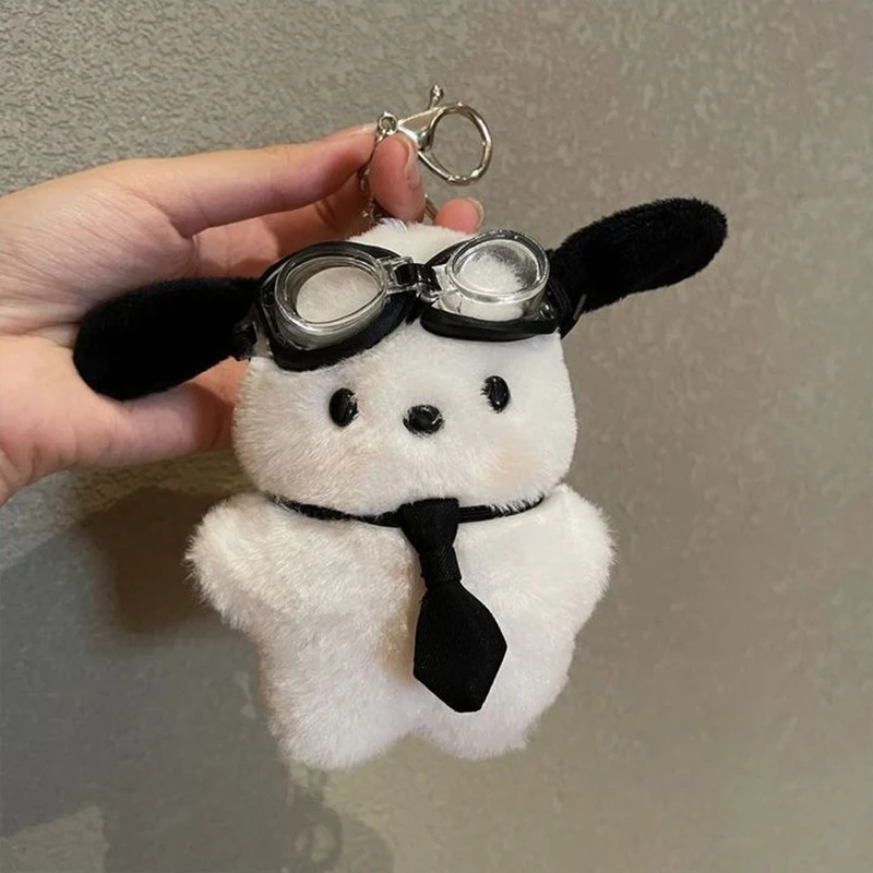 Primary image for Kawaii Sanrio Plush Keychain Pochacco Keyring Cartoon Doll Pilot Dog Key Chain