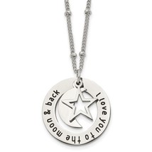 Chisel I LOVE YOU TO THE MOON and BACK Moon and Star Pendant  20in Beaded Chain - £35.42 GBP