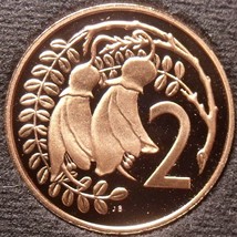 Rare Proof New Zealand 1983 2 Cents~Only 18,000 Minted~Kowhai Leaves~Free Ship - £5.81 GBP