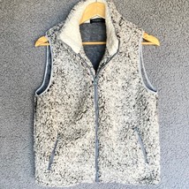 Merokeety Vest Womens M Teddy Sherpa Fur Lined Gray Soft Full Zip Pocket... - £15.86 GBP