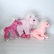 Ganz Webkinz Lot Of 3 Pink Pony Horse Plush Stuffed Animal 2 TY one Ganz... - £21.11 GBP