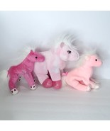 Ganz Webkinz Lot Of 3 Pink Pony Horse Plush Stuffed Animal 2 TY one Ganz... - £21.01 GBP