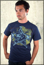 Cardboard Robot Defender Gorilla Breaking Pentagram Humor Mens T-Shirt Blue S-XL - £32.03 GBP