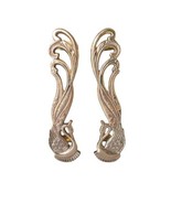 1 Pair Peacock  Brass Door Handle 14.5&quot; Vintage Old Style Door Pull &amp; Knob  - $360.51 CAD
