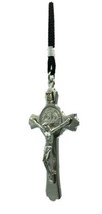 Silv Tone Saint Benedict Budded Crucifix Pendant for Men Women,3 Inch San Benito - £10.96 GBP