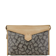 Ysl Logo Pvc Leather Clutch Bag Women Brown One Size - £305.31 GBP