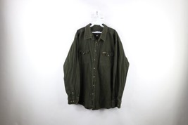 Vintage Streetwear Mens 2XLT Faded Heavyweight Chamois Cloth Button Shirt Green - £31.11 GBP