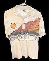 Vintage Ocean Pacific Terry Cloth Polo Shirt Sunset Stripe Sz M Surf OP image 8