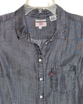 Levis Shirt Womens S Small Gray Button Up Long Sleeve Chest Pocket Lyocell Soft - $10.29