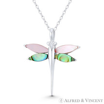 Dragonfly Insect Charm Mother-of-Pearl Solid 925 Sterling Silver 28x25mm Pendant - £16.84 GBP+