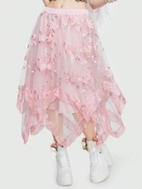 Beautiful Pink Floral Mesh Princess Skirt Size L Exc PO Romwe - £21.92 GBP