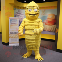 Lemon Yellow Mummy mascot costume character dressed with a Empire Waist Dress an - $1,299.00