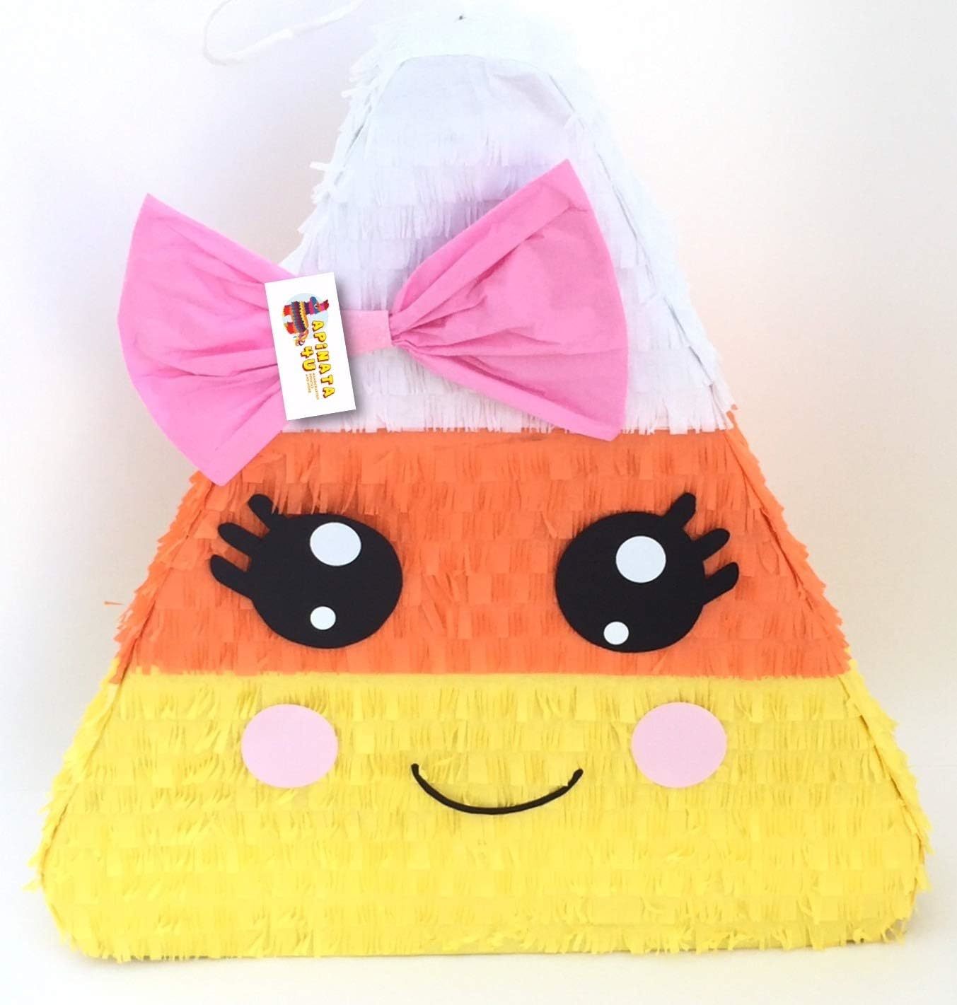 17&quot; Tall Candy Corn Pinata with Pink Bow Halloween Decoration First Birt... - $39.99