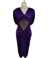 Vintage 1980’s Purple Cocoon Dress, Beaded Bodice, Prom Party Made in US... - £117.16 GBP