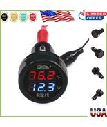Dual-Display Car Motorcycle Battery Voltmeter &amp; Temp Meter – Easy LED Re... - $350.61 MXN