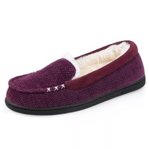 RockDove Women&#39;s Chenille Faux Fur Lined Moc Slippers Comfort Shoes Size 6 - $17.81