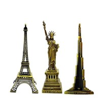 Metal Combo Paris Eiffel Tower Statue of Liberty &amp; Also Burj Khalifa Home Decor - £31.28 GBP