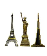 Metal Combo Paris Eiffel Tower Statue of Liberty &amp; Also Burj Khalifa Hom... - £31.53 GBP