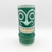 Germaine&#39;s Luau Hawaii Ceramic Tiki Mug Cup 6.25&quot; Green Happy Face Smile - £11.84 GBP