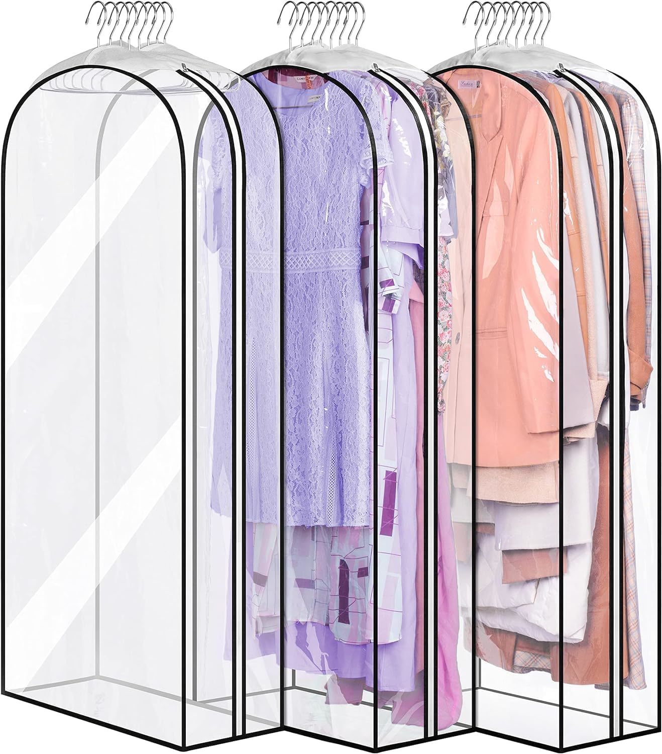 Misslo 10&quot; Gusseted All Clear Garment Bags For Hanging Clothes 50&quot;, 3 Packs - $38.94
