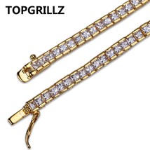 4mm Width Square Tennis Bracelet Zirconia Hiphop Jewelry 1 Row Bling CZ Men/Wome - £18.12 GBP