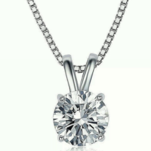 2.75Ct Round Lab-Created Moissanite Solitaire Pendant Necklace Sterling Silver - £175.07 GBP