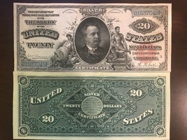 Reproduction Copy 1886 $20 Silver Certificate Daniel Manning US Currency - £3.11 GBP