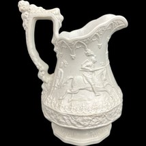 Antique 1840 Ridgway Hanley Relief Molded Jug English Gothic Knights Sal... - £146.74 GBP