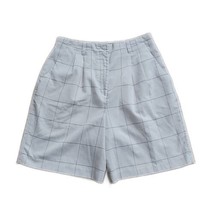 IZOD Club High Rise Pleated Shorts ~ Sz 10 ~ Beige Plaid ~ 7&quot; Inseam - $22.49