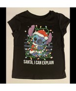 NWT Disney Girls Graphic Size Sm T-Shirt STITCH “Santa, I Can Explain” C... - £8.89 GBP